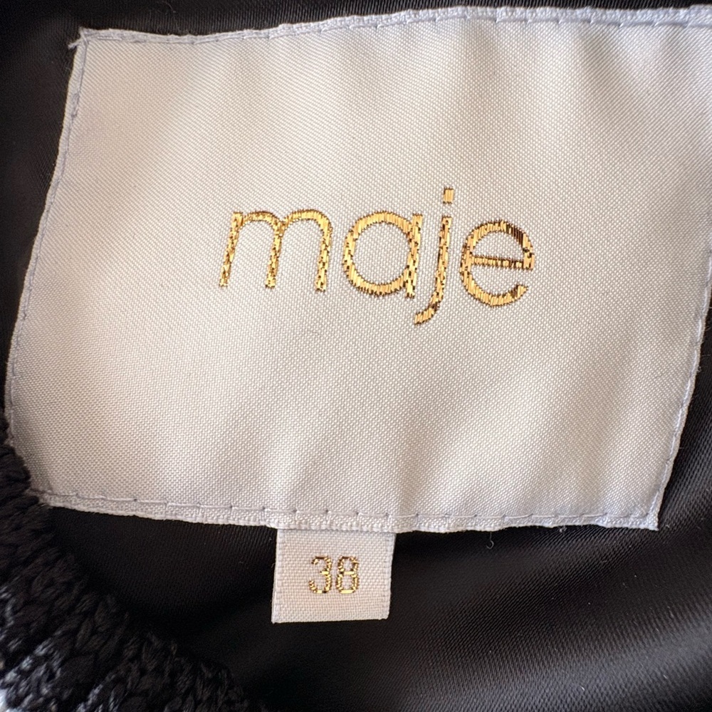 MAJE Mercure Embroidered Satin Bomber Jacket Size 38/ 2 / XS - Picture 4 of 13